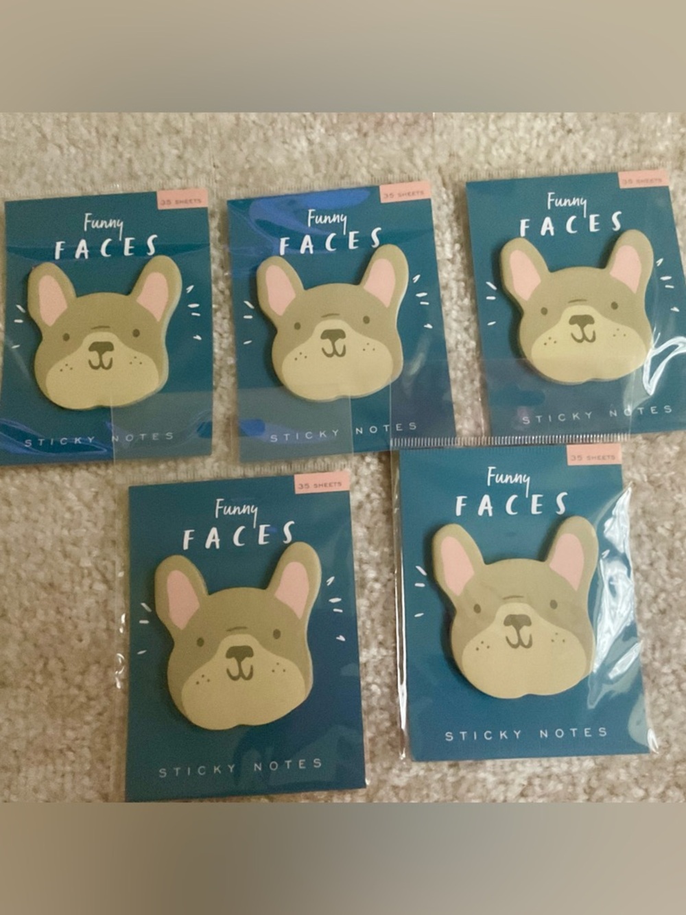 NWT 5 Packs French Bulldogs Sticky Notes